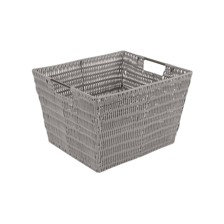 Simplify Large Rattan Storage Tote Basket in Grey 25451-GREY